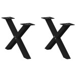 vidaXL Picioare pentru măsuță de cafea în formă de X, 2 buc., negru, 60x(30-31) cm, oțel