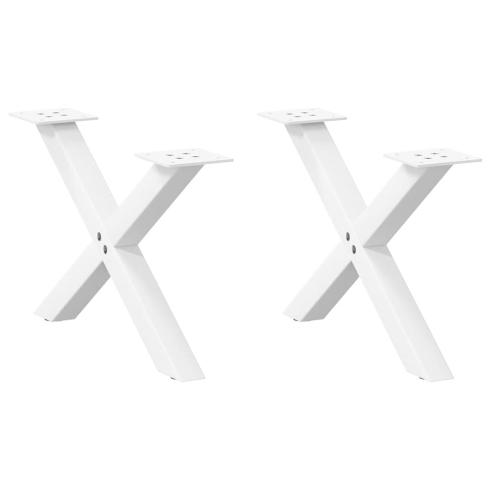 vidaXL Picioare pentru măsuță de cafea în formă de X, 2 buc., alb, 60x(30-31) cm, oțel