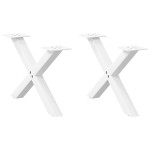 vidaXL Picioare pentru măsuță de cafea în formă de X, 2 buc., alb, 60x(30-31) cm, oțel