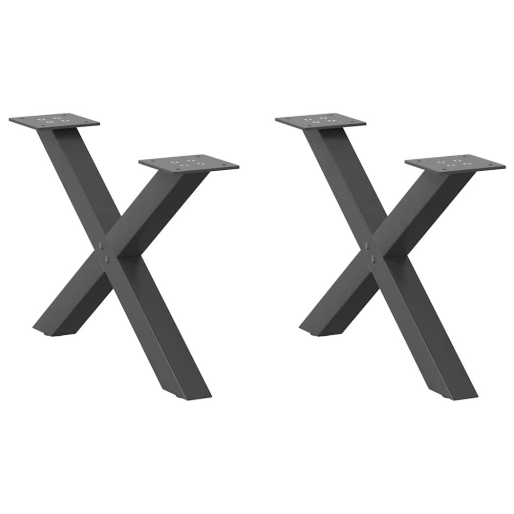 vidaXL Picioare pentru măsuță de cafea în formă de X, 2 buc., antracit, 60x(30-31) cm, oțel