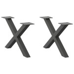vidaXL Picioare pentru măsuță de cafea în formă de X, 2 buc., antracit, 60x(30-31) cm, oțel