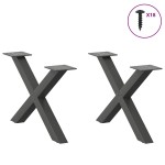 vidaXL Picioare pentru măsuță de cafea în formă de X, 2 buc., antracit, 60x(30-31) cm, oțel