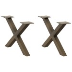 vidaXL Picioare pentru măsuță de cafea în formă de X, 2 buc., oțel natural, 60 x (30-31) cm