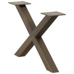 vidaXL Picioare pentru măsuță de cafea în formă de X, 2 buc., oțel natural, 60 x (30-31) cm