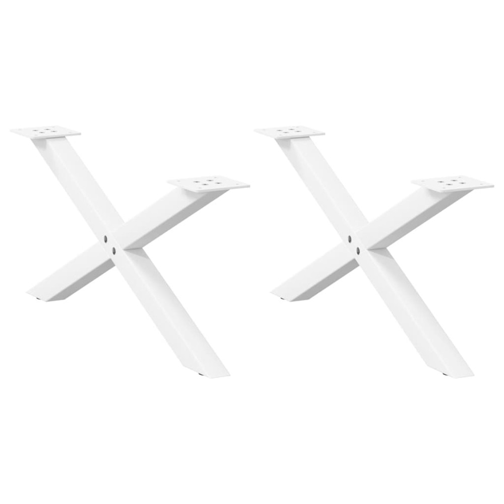 vidaXL Picioare pentru măsuță de cafea în formă de X, 2 buc., alb, 70x(30-31) cm, oțel