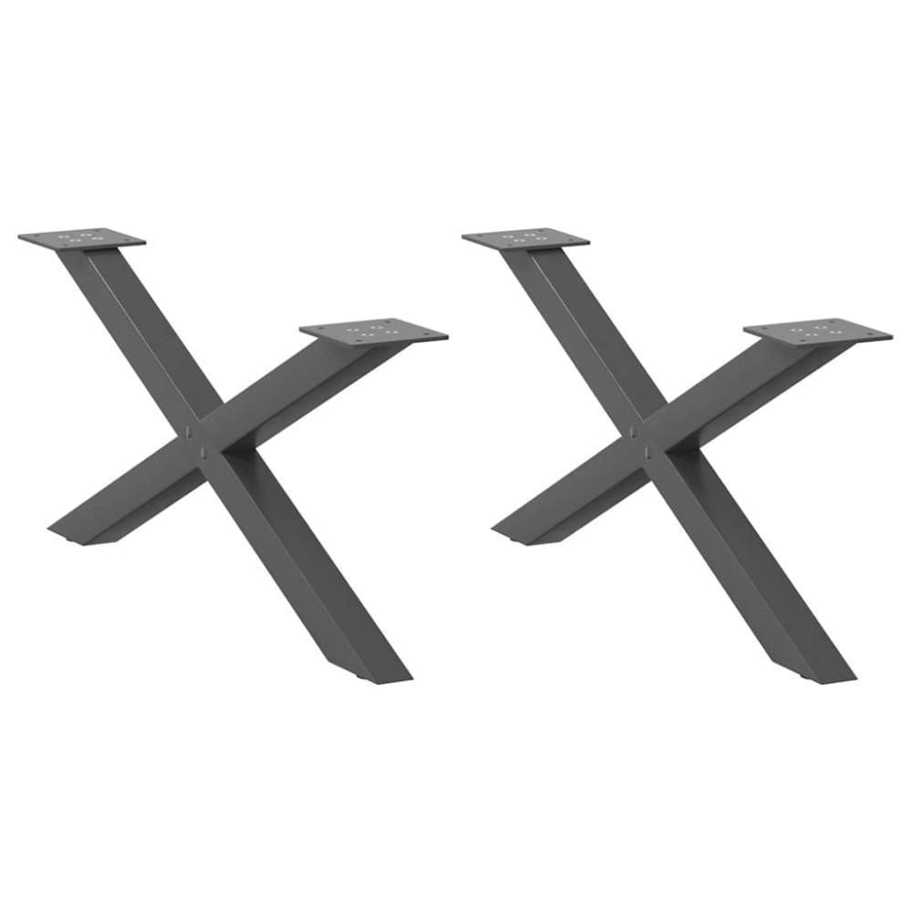 vidaXL Picioare pentru măsuță de cafea în formă de X, 2 buc., antracit, 70x(30-31) cm, oțel