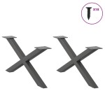 vidaXL Picioare pentru măsuță de cafea în formă de X, 2 buc., antracit, 70x(30-31) cm, oțel vidaXL Picioare pentru măsuță de cafea în formă de X, 2 buc., antracit, 70x(30-31) cm, oțel