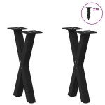 vidaXL Picioare pentru măsuță de cafea în formă de X, 2 buc., negru, 28x(42-43) cm, oțel vidaXL Picioare pentru măsuță de cafea în formă de X, 2 buc., negru, 28x(42-43) cm, oțel
