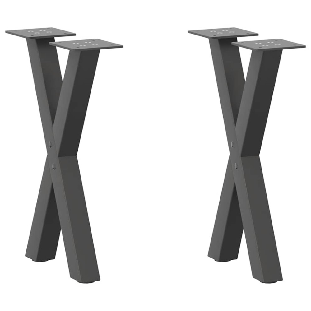 vidaXL Picioare pentru măsuță de cafea în formă de X, 2 buc., antracit, 28x(42-43) cm, oțel