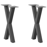 vidaXL Picioare pentru măsuță de cafea în formă de X, 2 buc., antracit, 28x(42-43) cm, oțel