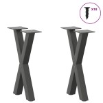 vidaXL Picioare pentru măsuță de cafea în formă de X, 2 buc., antracit, 28x(42-43) cm, oțel