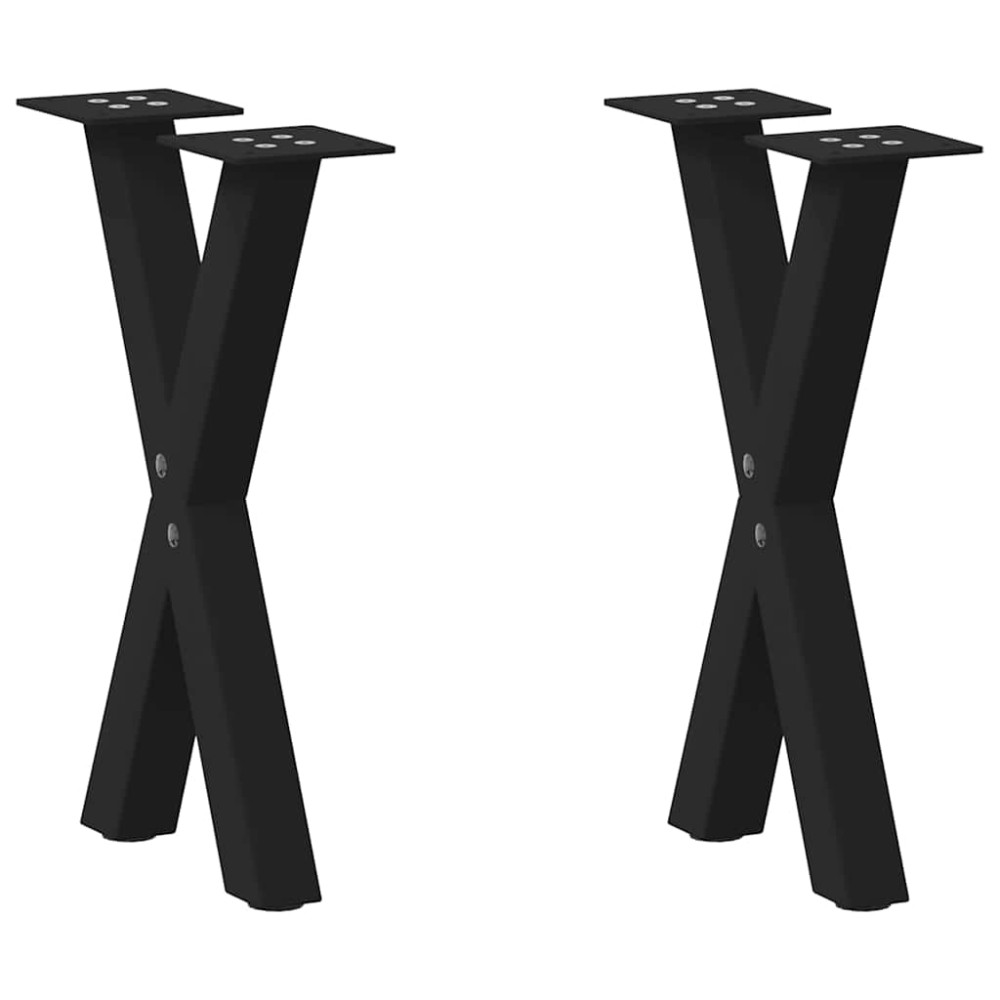 vidaXL Picioare pentru măsuță de cafea în formă de X, 2 buc., negru, 38x(42-43) cm, oțel