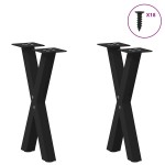 vidaXL Picioare pentru măsuță de cafea în formă de X, 2 buc., negru, 38x(42-43) cm, oțel
