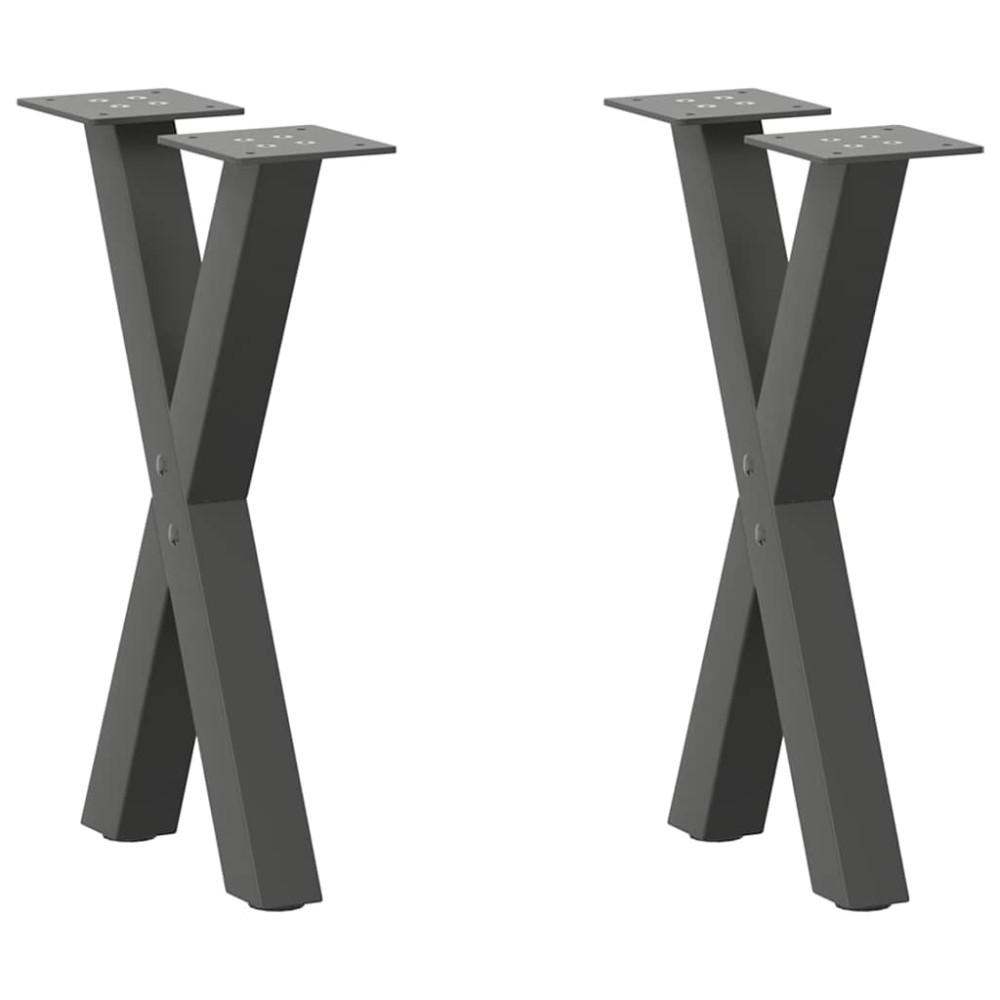 vidaXL Picioare pentru măsuță de cafea în formă de X, 2 buc., antracit, 38x(42-43) cm, oțel
