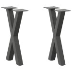 vidaXL Picioare pentru măsuță de cafea în formă de X, 2 buc., antracit, 38x(42-43) cm, oțel vidaXL Picioare pentru măsuță de cafea în formă de X, 2 buc., antracit, 38x(42-43) cm, oțel