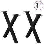 vidaXL Picioare pentru măsuță de cafea în formă de X, 2 buc., negru, 50x(42-43) cm, oțel