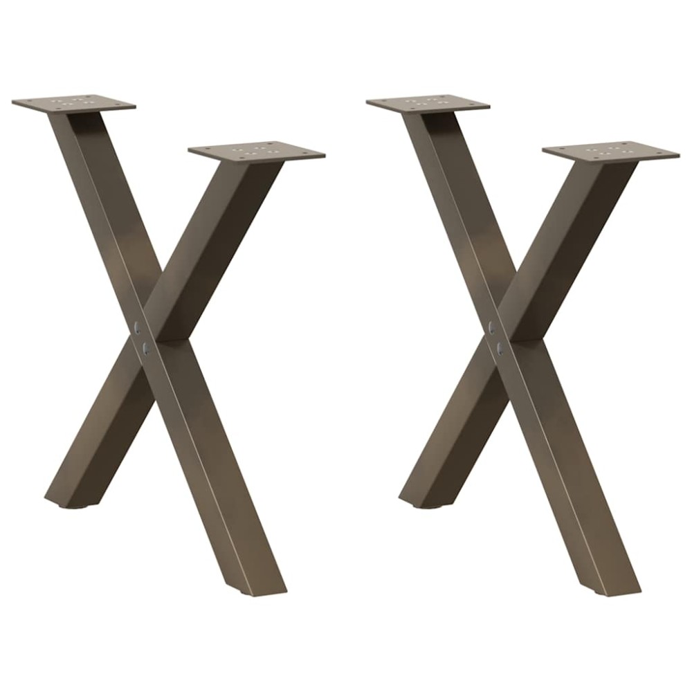 vidaXL Picioare pentru masă de cafea în formă de X, 2 buc., oțel natural, 50x(42-43) cm
