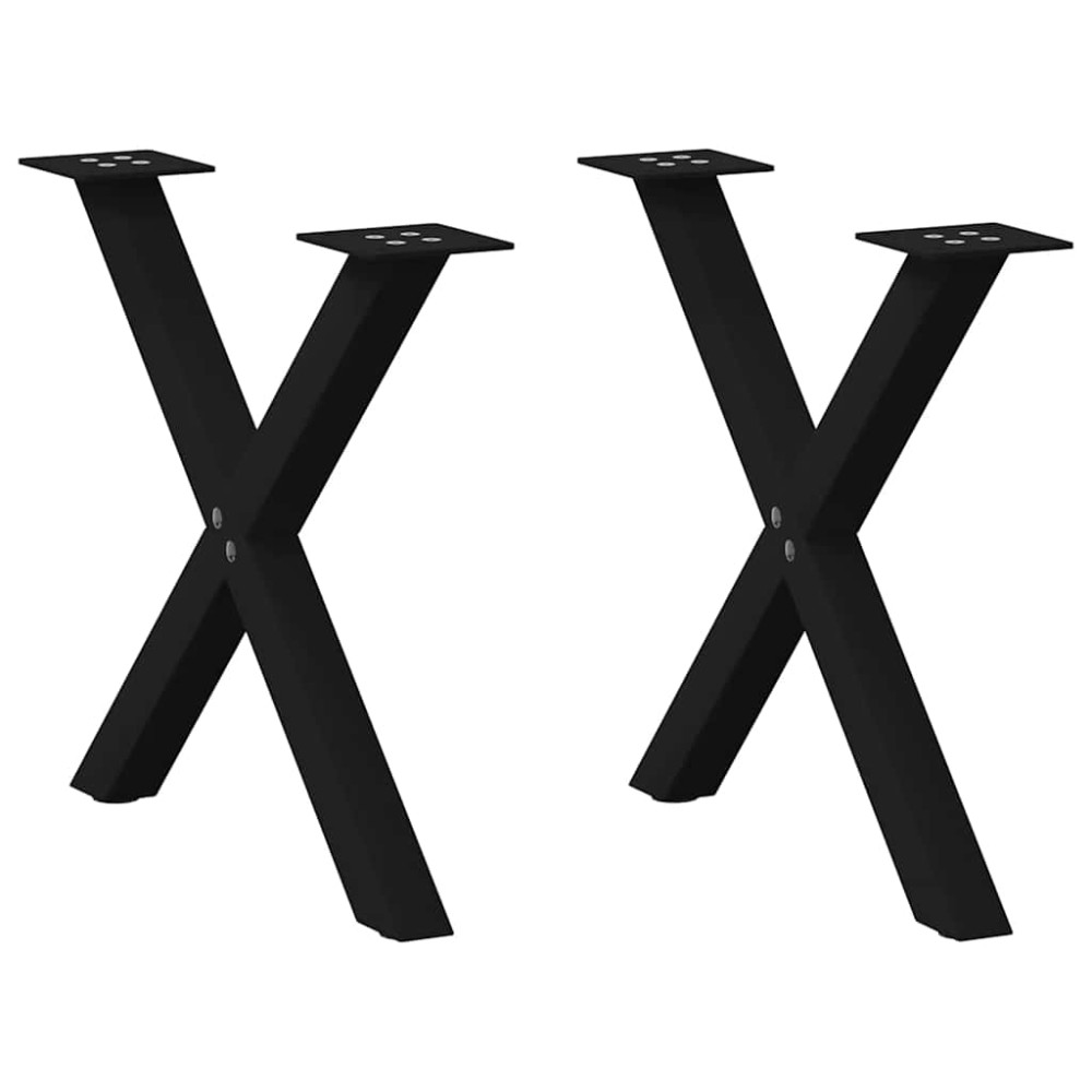 vidaXL Picioare pentru măsuță de cafea în formă de X, 2 buc., negru, 60x(42-43) cm, oțel