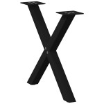 vidaXL Picioare pentru măsuță de cafea în formă de X, 2 buc., negru, 60x(42-43) cm, oțel