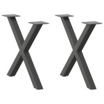 vidaXL Picioare pentru măsuță de cafea în formă de X, 2 buc., antracit, 60x(42-43) cm, oțel