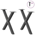 vidaXL Picioare pentru măsuță de cafea în formă de X, 2 buc., antracit, 60x(42-43) cm, oțel
