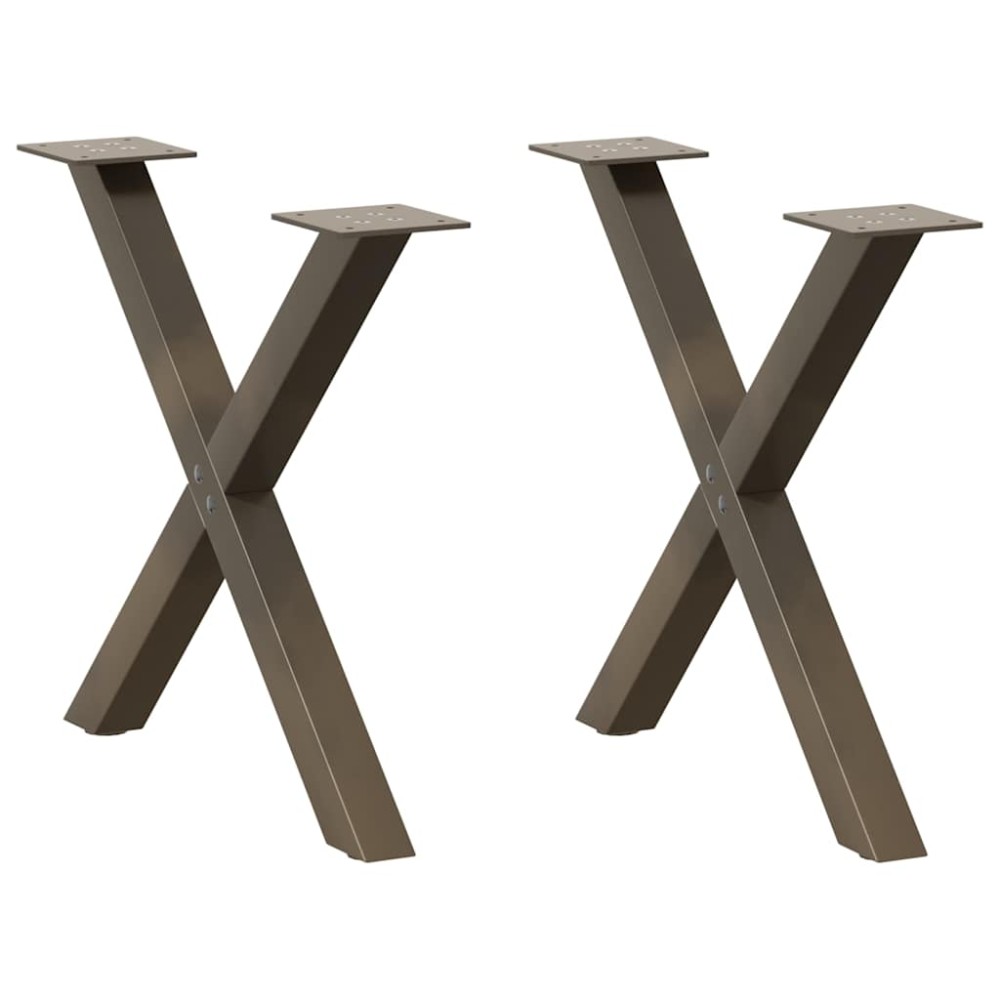 vidaXL Picioare pentru masă de cafea în formă de X, 2 buc., oțel natural, 60 x (42-43) cm