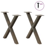 vidaXL Picioare pentru masă de cafea în formă de X, 2 buc., oțel natural, 60 x (42-43) cm vidaXL Picioare pentru masă de cafea în formă de X, 2 buc., oțel natural, 60 x (42-43) cm