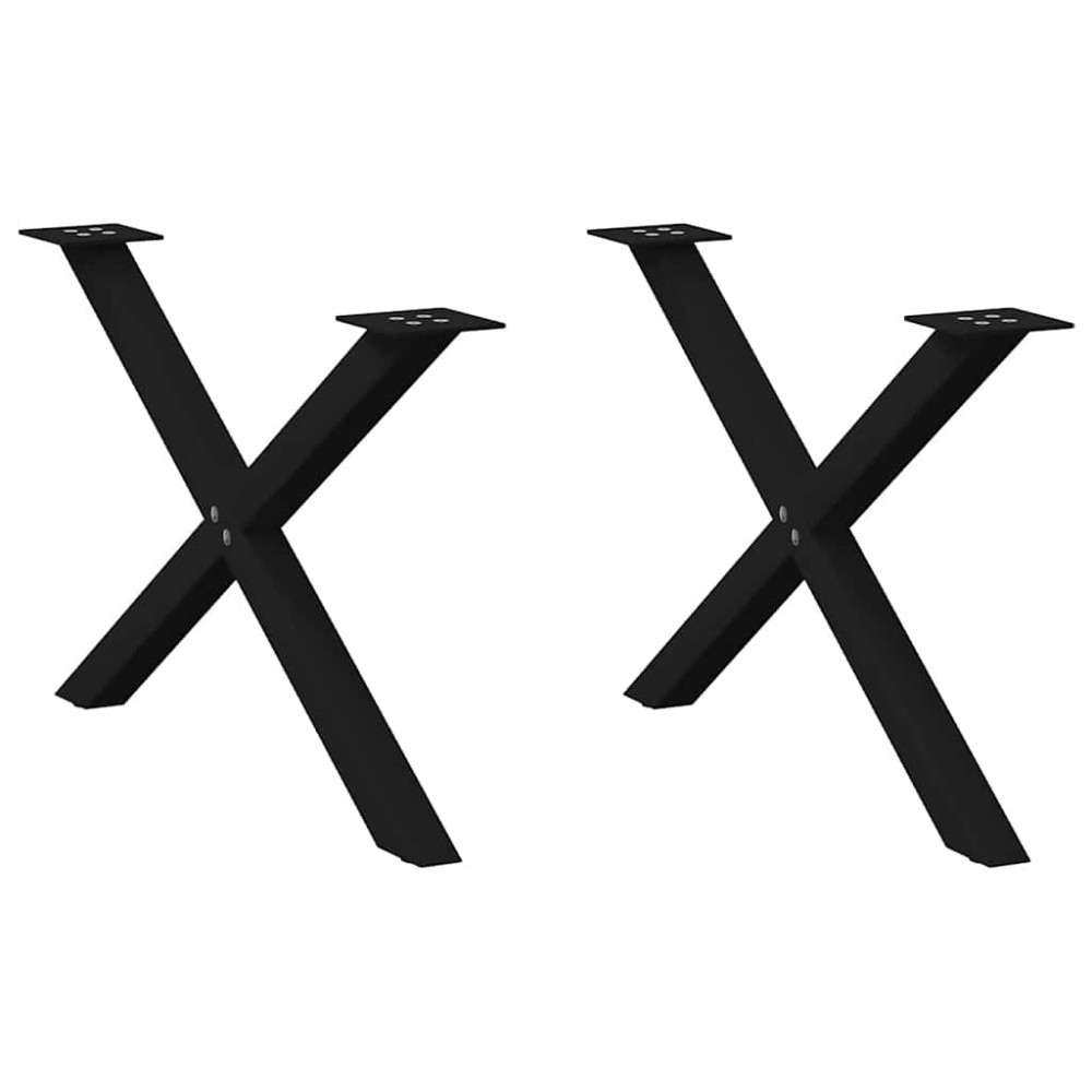 vidaXL Picioare pentru măsuță de cafea în formă de X, 2 buc., negru, 70x(42-43) cm, oțel