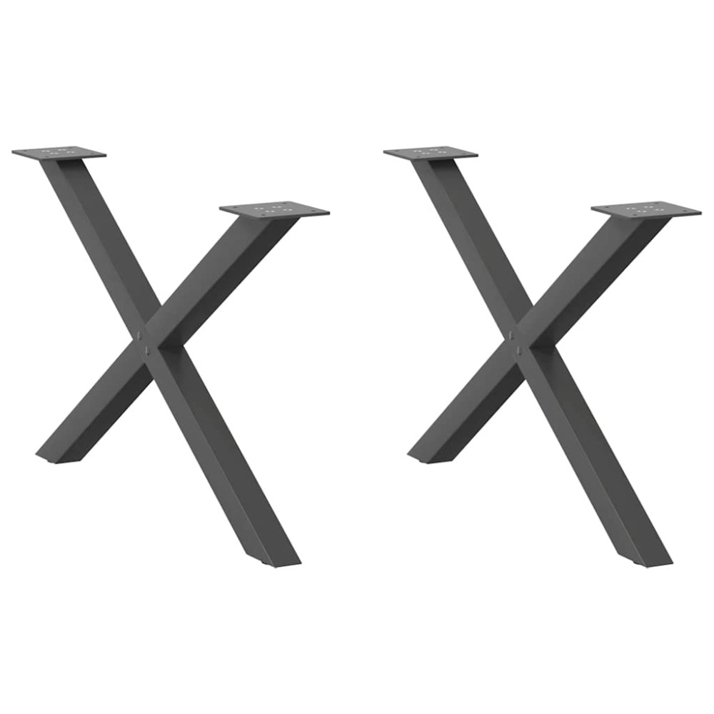 vidaXL Picioare pentru măsuță de cafea în formă de X, 2 buc., antracit, 70x(42-43) cm, oțel