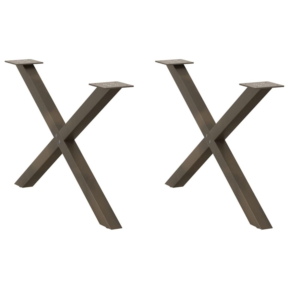 vidaXL Picioare pentru masă de cafea în formă de X, 2 buc., oțel natural, 70x(42-43) cm
