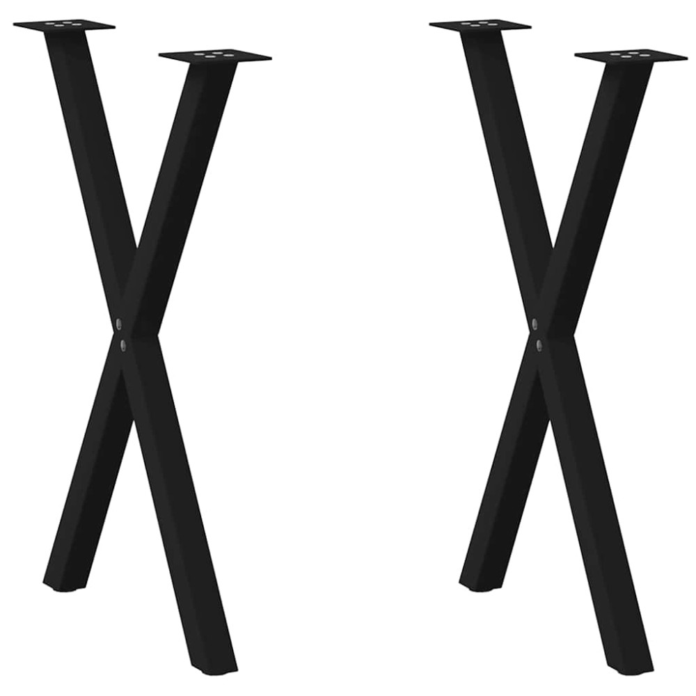 vidaXL Picioare de masă în formă de X, 2 buc., negru, 50x(72-73) cm, oțel