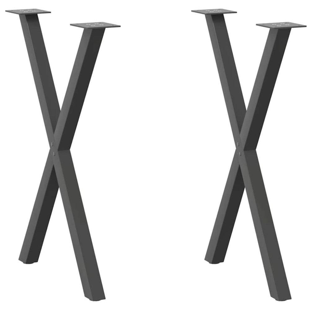 vidaXL Picioare de masă în formă de X, 2 buc., antracit, 57x(72-73) cm, oțel