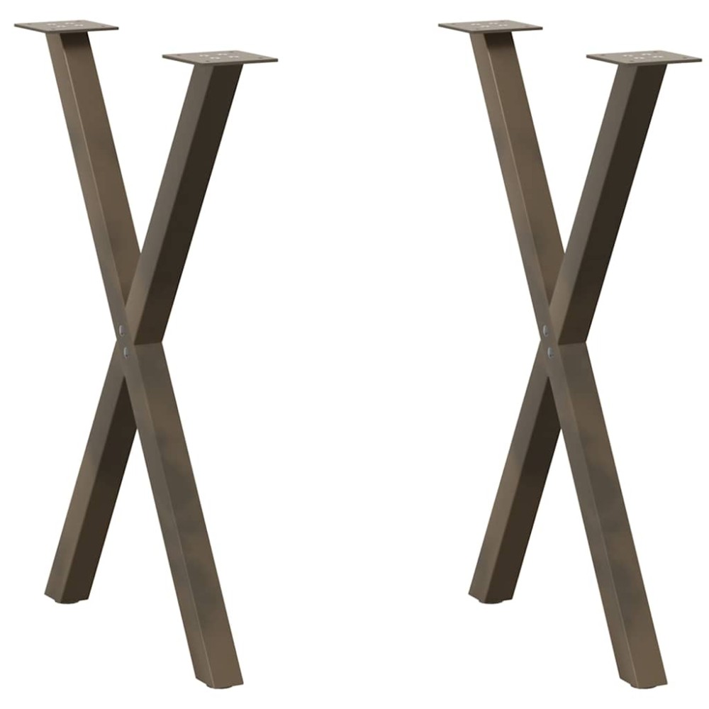 vidaXL Picioare de masă în formă de X, 2 buc., oțel natural, 57 x (72-73) cm
