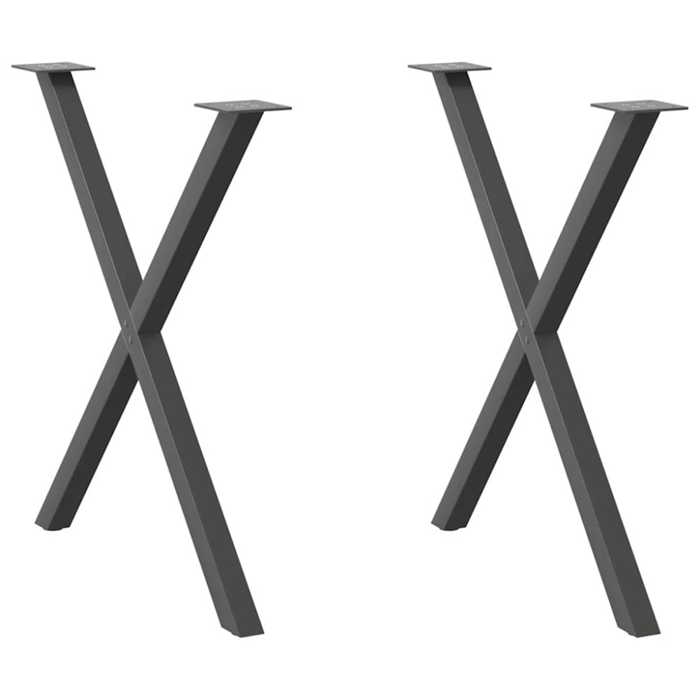 vidaXL Picioare de masă în formă de X, 2 buc., antracit, 70x(72-73) cm, oțel