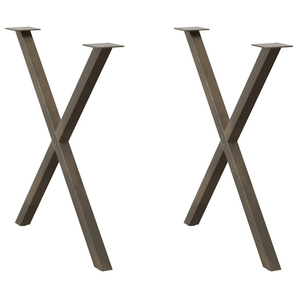 vidaXL Picioare de masă în formă de X, 2 buc., oțel natural, 70x(72-73) cm