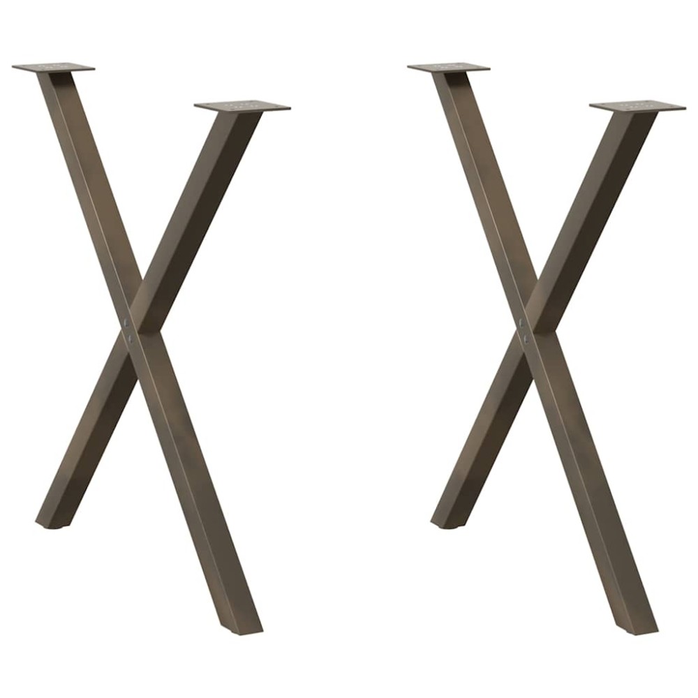 vidaXL Picioare de masă în formă de X, 2 buc., oțel natural, 80x(72-73) cm
