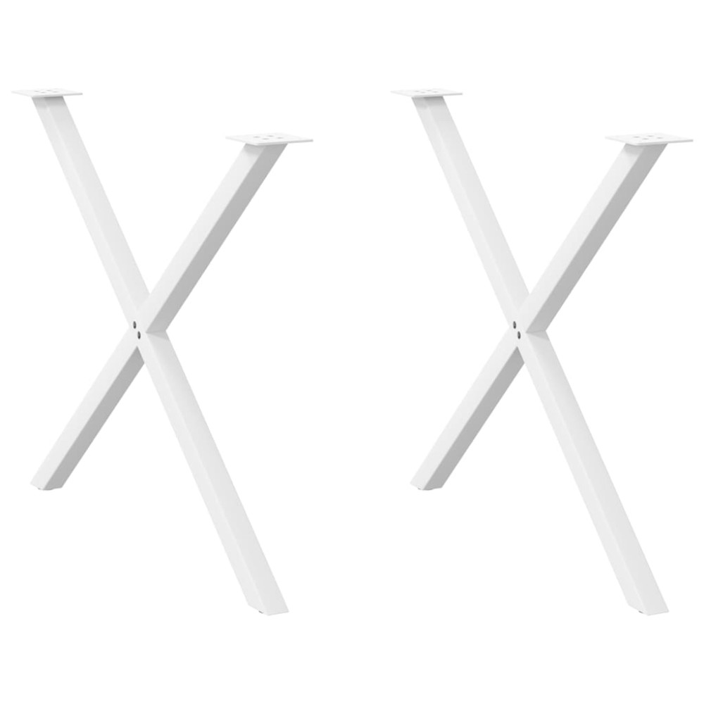 vidaXL Picioare de masă în formă de X, 2 buc., alb, 90x(72-73) cm, oțel