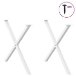 vidaXL Picioare de masă în formă de X, 2 buc., alb, 90x(72-73) cm, oțel