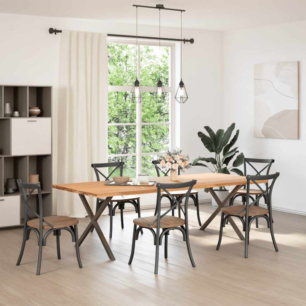 vidaXL Picioare de masă în formă de X, 2 buc., oțel natural, 90x(72-73) cm