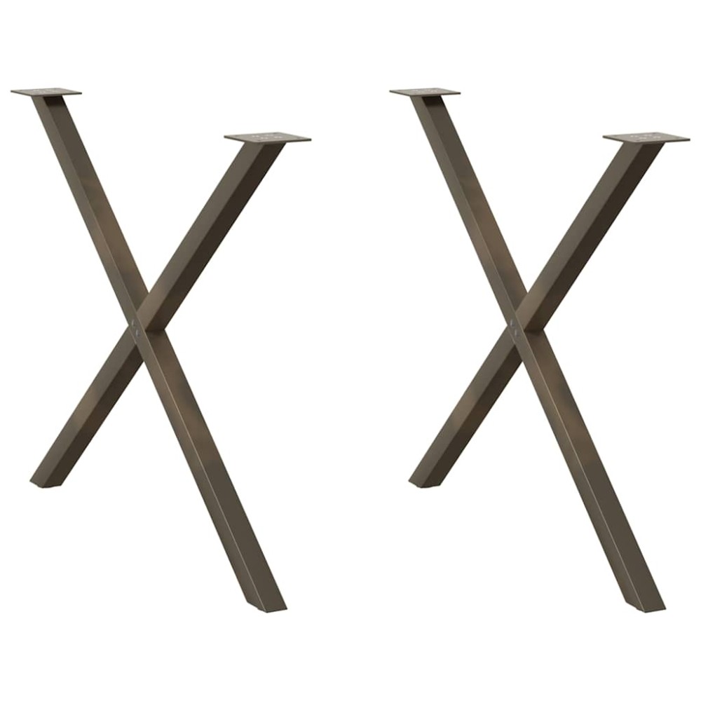 vidaXL Picioare de masă în formă de X, 2 buc., oțel natural, 90x(72-73) cm