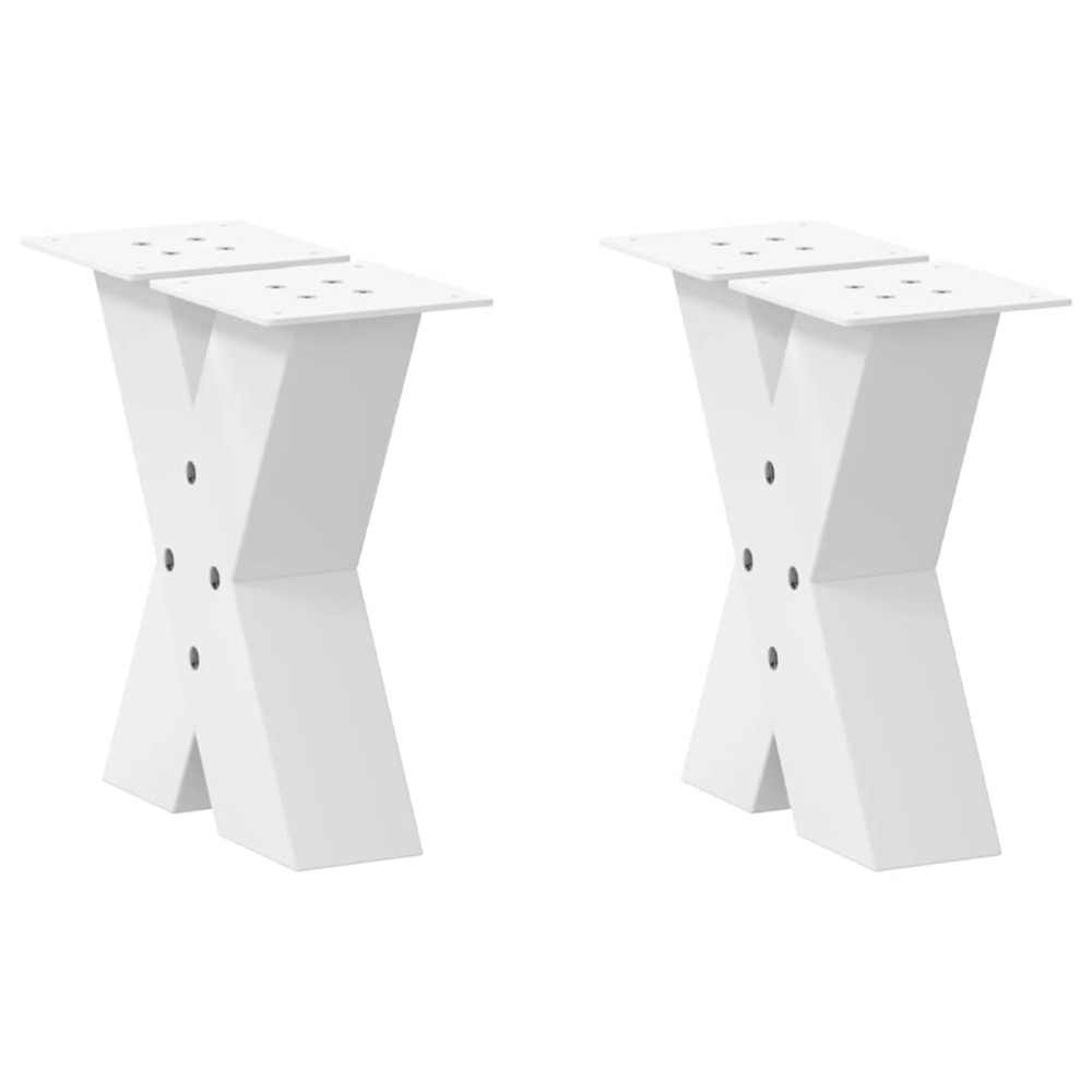 vidaXL Picioare pentru măsuță de cafea în formă de X, 2 buc., alb, 30x(30-31) cm, oțel