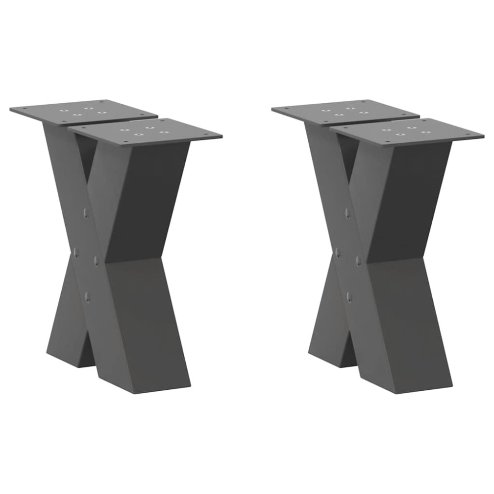 vidaXL Picioare pentru măsuță de cafea în formă de X, 2 buc., antracit, 30x(30-31) cm, oțel