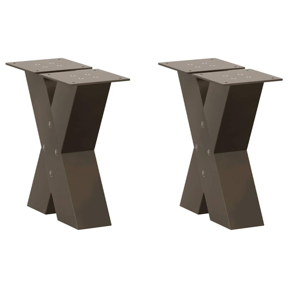 vidaXL Picioare pentru măsuță de cafea în formă de X, 2 buc., oțel natural, 30x(30-31) cm