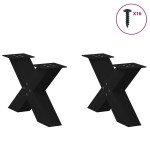 vidaXL Picioare pentru măsuță de cafea în formă de X, 2 buc., negru, 50x(30-31) cm, oțel