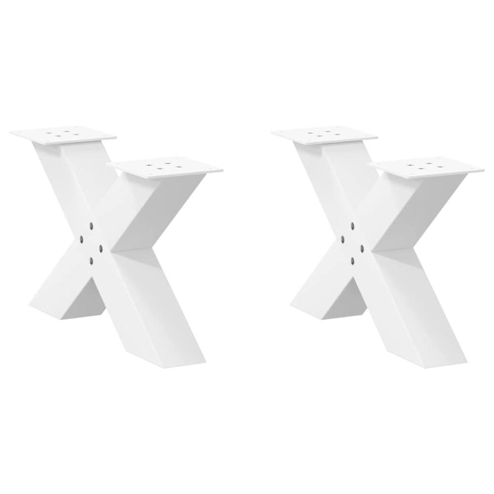 vidaXL Picioare pentru măsuță de cafea în formă de X, 2 buc., alb, 50x(30-31) cm, oțel