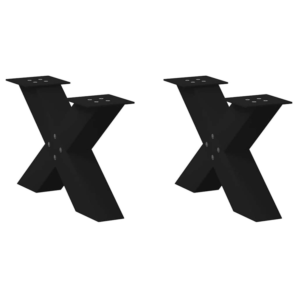 vidaXL Picioare pentru măsuță de cafea în formă de X, 2 buc., negru, 60x(30-31) cm, oțel