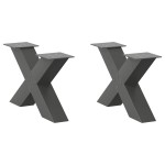 vidaXL Picioare pentru măsuță de cafea în formă de X, 2 buc., antracit, 60x(30-31) cm, oțel