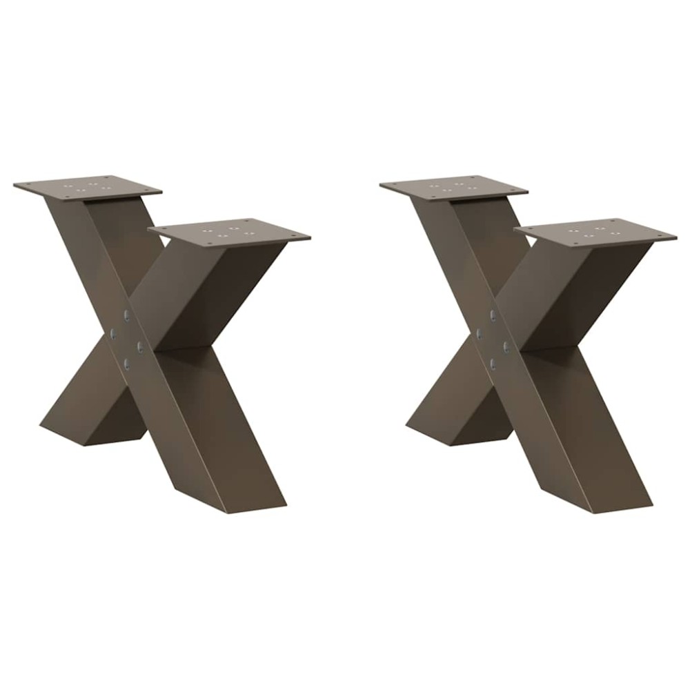 vidaXL Picioare pentru măsuță de cafea în formă de X, 2 buc., oțel natural, 60 x (30-31) cm