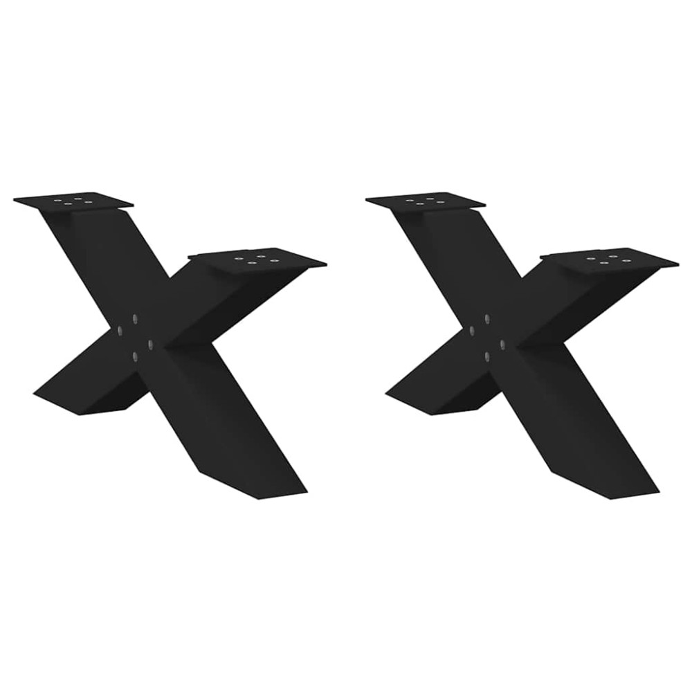 vidaXL Picioare pentru măsuță de cafea în formă de X, 2 buc., negru, 70x(30-31) cm, oțel