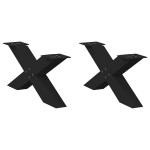 vidaXL Picioare pentru măsuță de cafea în formă de X, 2 buc., negru, 70x(30-31) cm, oțel